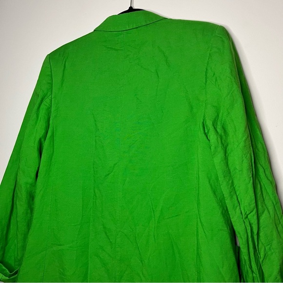 H&M Linen Blend Neon Kelly Green Blazer Jacket - Picture 7 of 10
